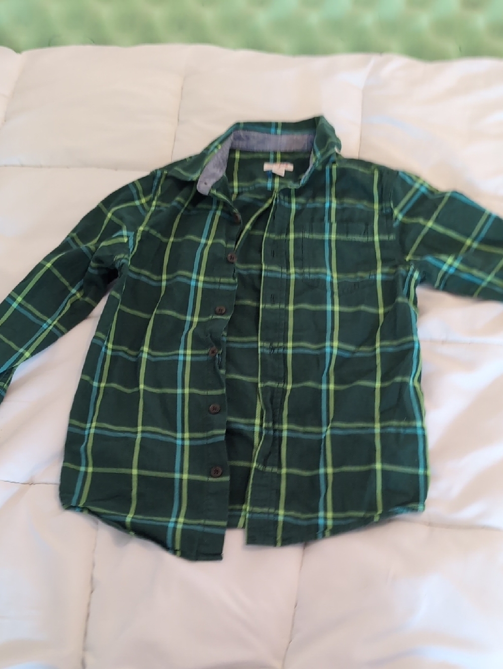 Cat & Jack Green Kids Size 8-10 Plaid Button-Down Shirt